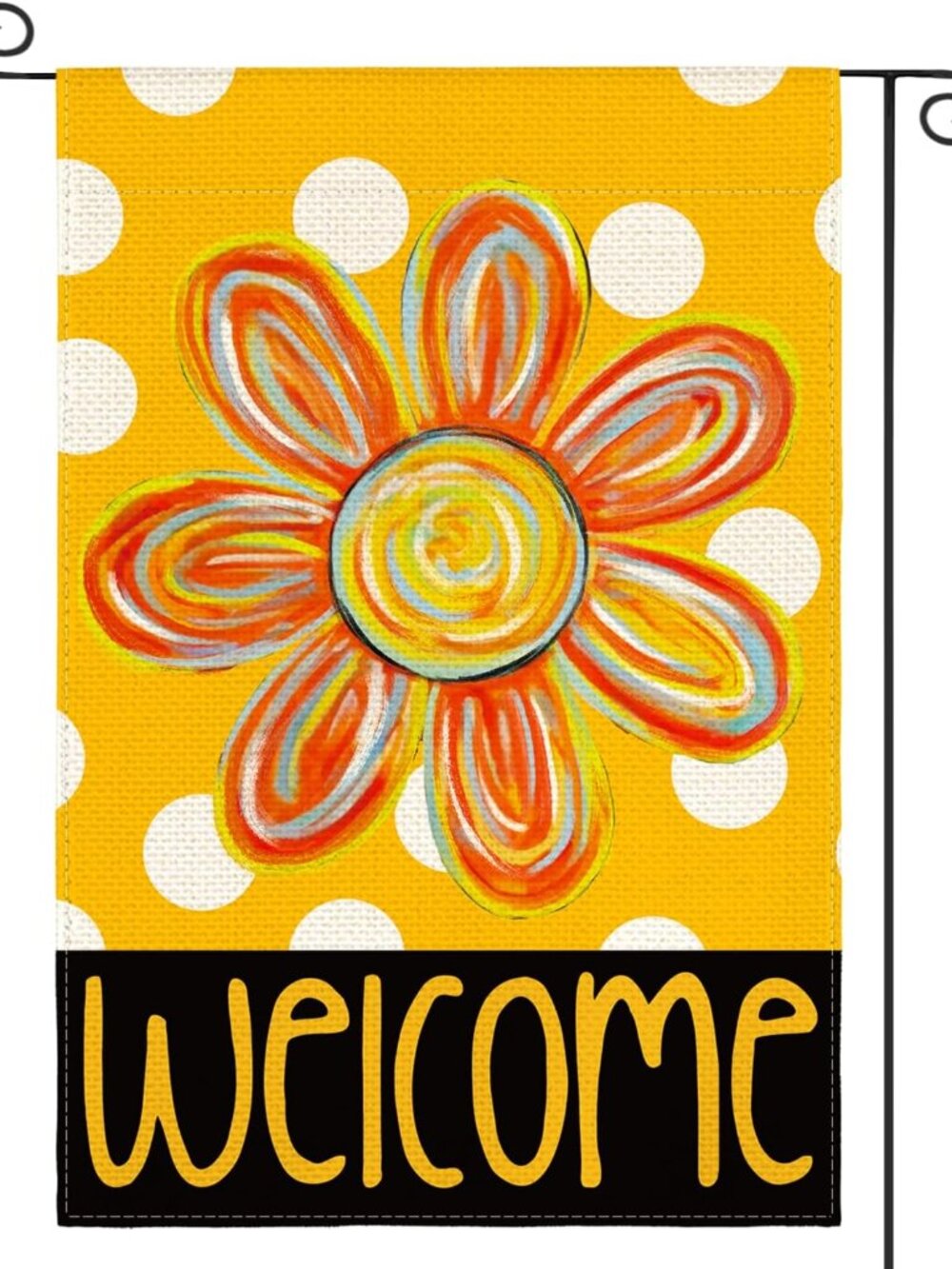 Polka Dot Flower Welcome Spring Garden Flag 12x18"